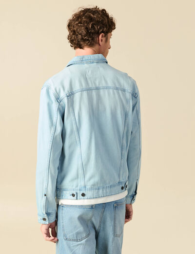 Veste droite en jean denim bleach homme