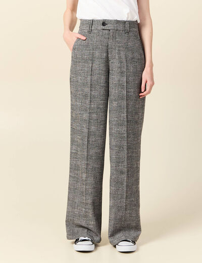 Pantalon large à pinces noir femme