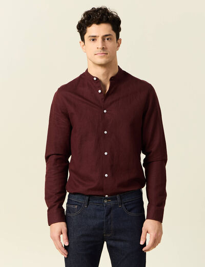 Chemise manches longues bordeaux homme