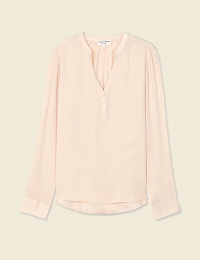 Blouse manches longues satin creme femme