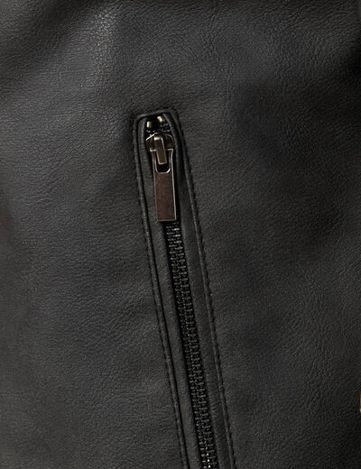 Blouson motard simili cuir noir homme