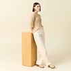 Pull manches courtes ajouré creme femme