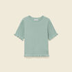 Pull droit court en coton vert pastel femme