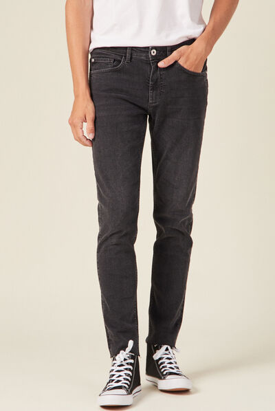 Jeans slim bas bords francs denim gris homme