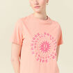 T-shirt en coton manches courtes rose corail femme
