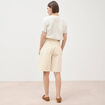 Bermuda large taille haute en coton ecru femme