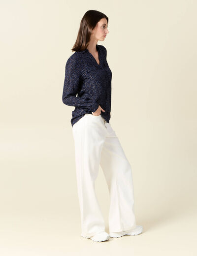 Chemise manches longues bleu marine femme
