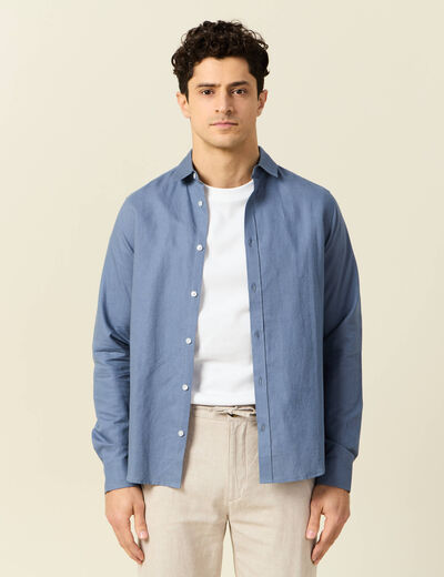 Chemise manches longues bleu foncé homme