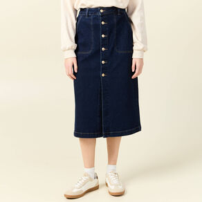 jupe midi droite en jean denim brut femme Jupe midi droite en jean denim brut femme