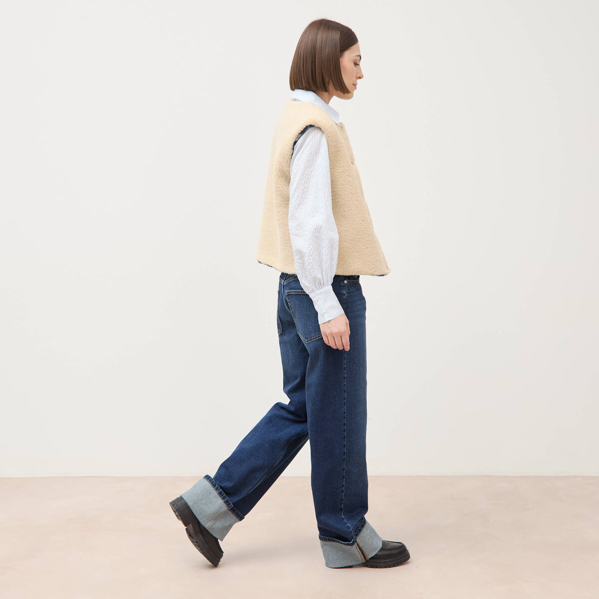 Gilet sans manches r&eacute;versible bleu femme