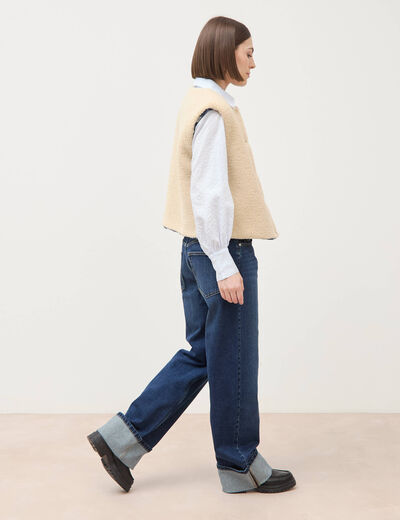 Gilet sans manches r&eacute;versible bleu femme
