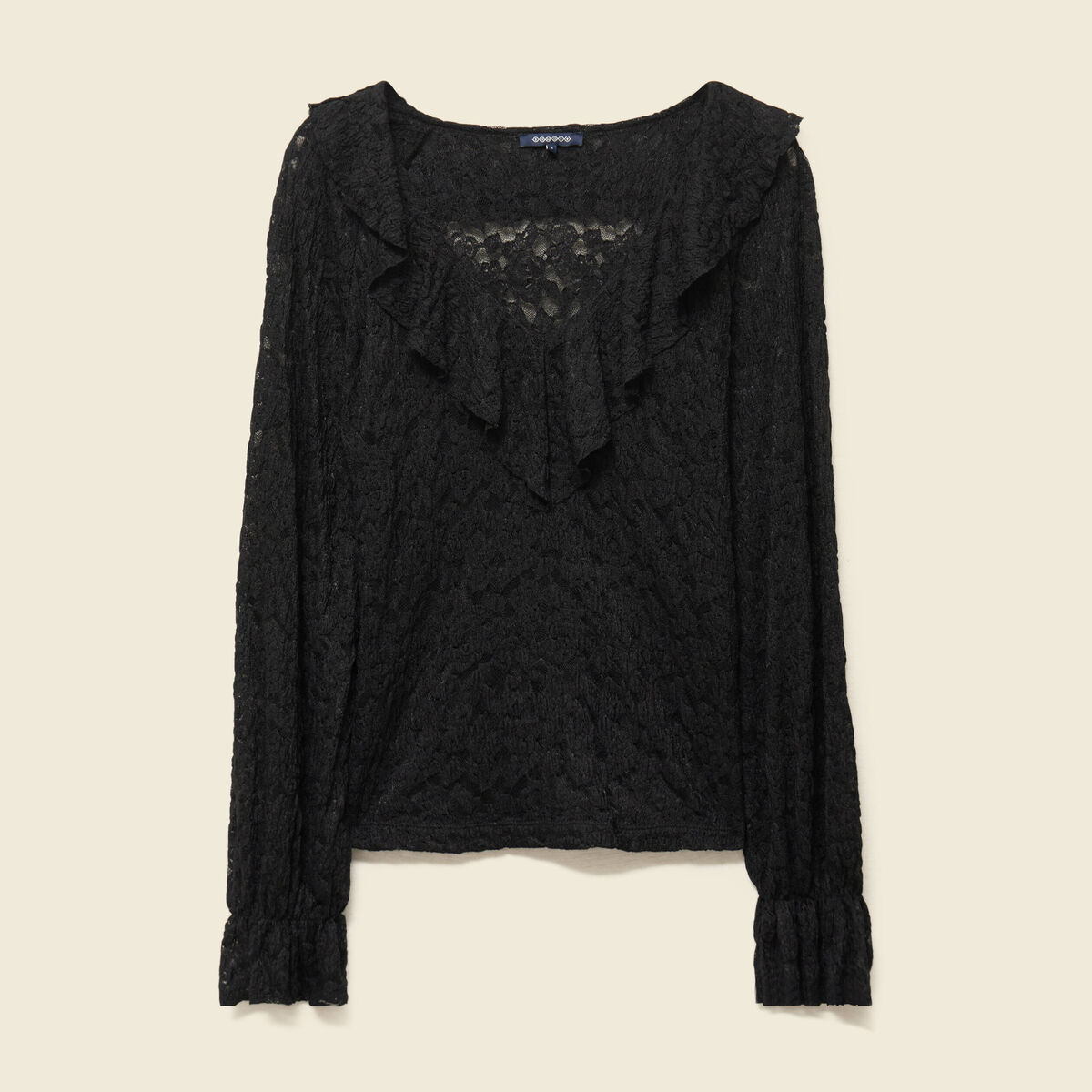 Blouse droite courte manches longues noir femme