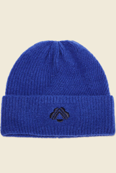 Bonnet tricoté bleu electrique femme