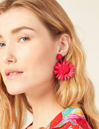 Boucles d'oreilles pendantes rouge femme