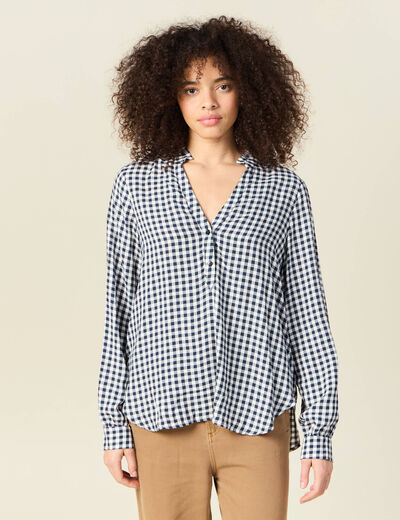 Blouse manches longues bleu marine femme