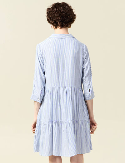 Robe patineuse boutonnée ecru femme