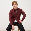 Chemise col classique en velours bordeaux homme