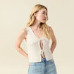 Débardeur tricot noué creme femme