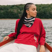 Sweat droit col rond manches longues rouge clair femme