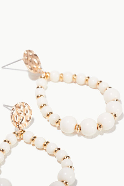 Boucles d'oreilles pendantes ecru femme