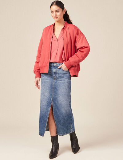 Blouse manches longues terracotta femme