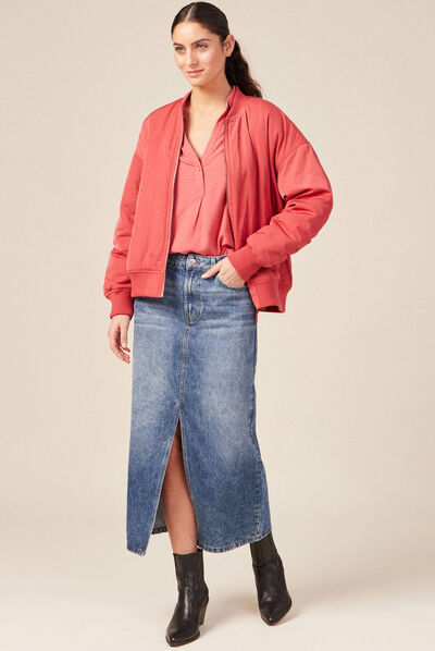 Blouse manches longues terracotta femme