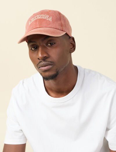 Casquette brod&eacute;e marron cognac homme