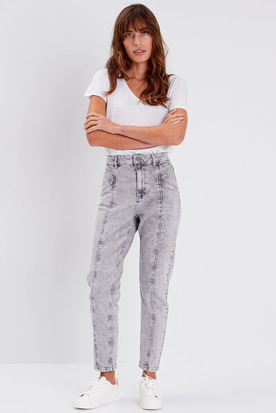 Jeans slouchy denim snow gris femme