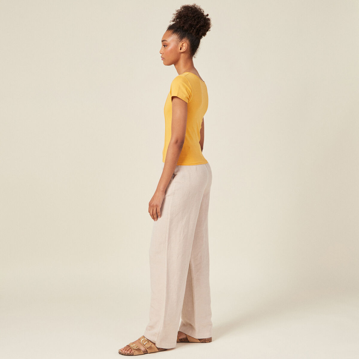 T-shirt manches courtes jaune femme