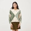 Pull col rond manches longues vert pastel femme
