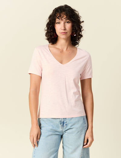 T-shirt manches courtes rose clair femme