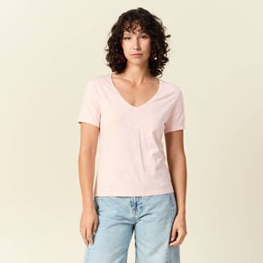 t shirt manches courtes rose clair femme T-shirt manches courtes rose clair femme