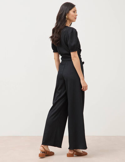 Pantalon loose avec ceinture noir femme