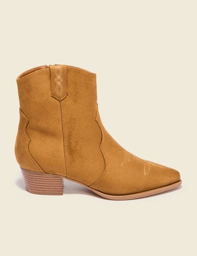 Bottines esprit western marron clair femme