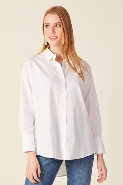 Chemise manches longues blanc femme