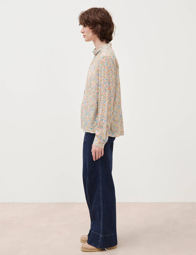 Chemise manches longues fluide bleu pastel femme