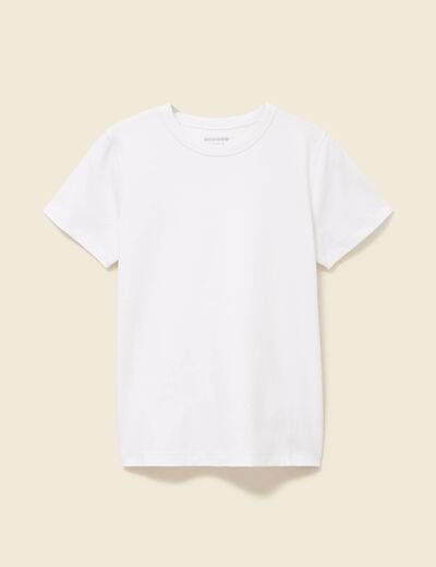 T-shirt cintr&eacute; col rond manches courtes blanc femme