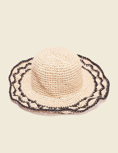 Chapeau d'été tressé ecru femme