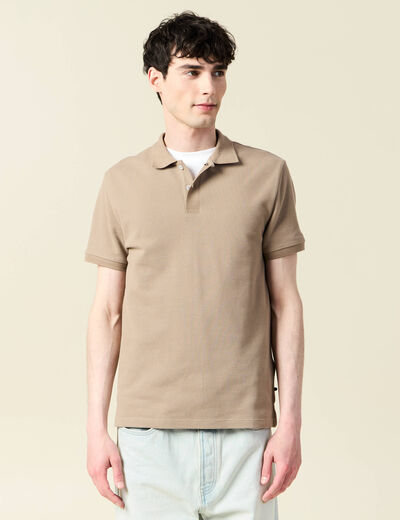 Polo manches courtes taupe homme