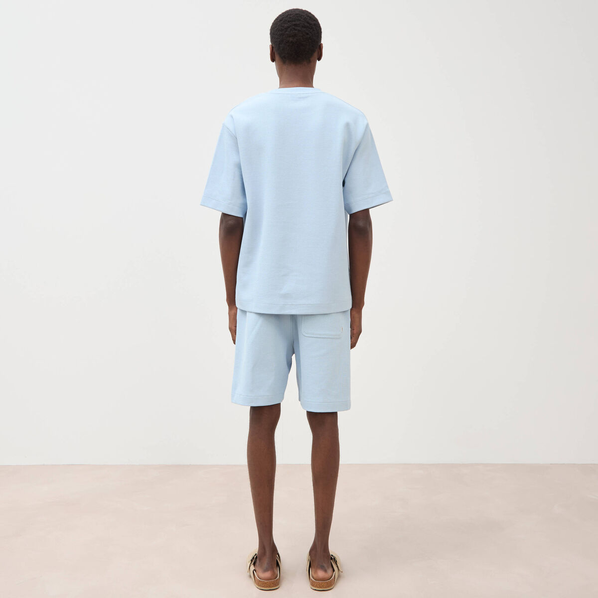 T-shirt ample col rond manches courtes bleu ciel homme