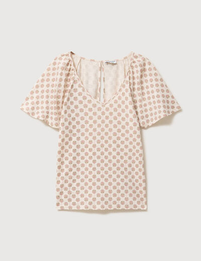 T-shirt manches courtes jaune pastel femme
