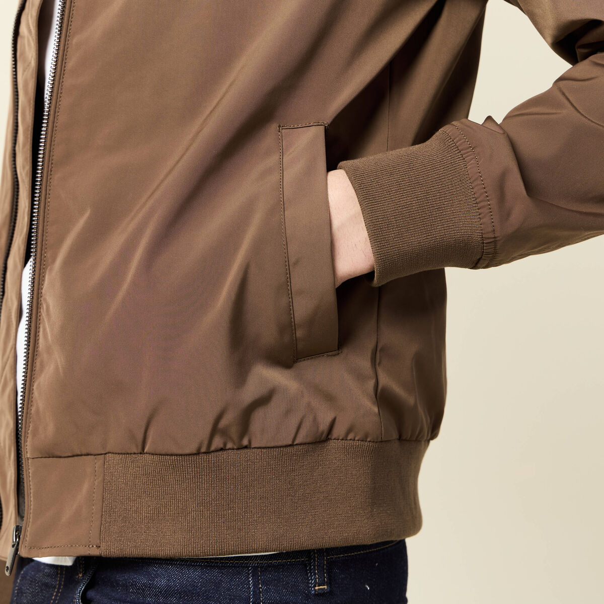 Blouson teddy éco-responsable marron homme
