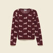 Pull de no&euml;l col rond manches longues prune femme