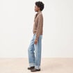 Pull droit col montant manches longues marron femme