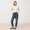 Pull oversize col rond manches longues creme femme