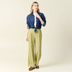 Pantalon large fluide vert olive femme