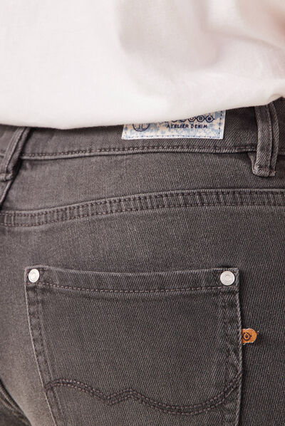 Jeans slim taille basse 7/8ème denim gris femme