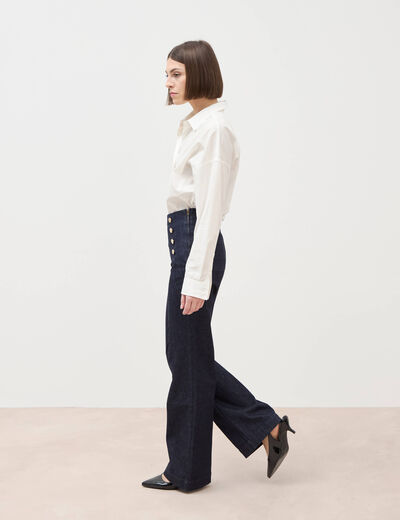 Jeans flare &agrave; pont denim brut femme