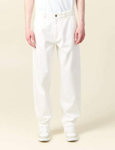 Chino droit longueur 32 coton denim blanc homme