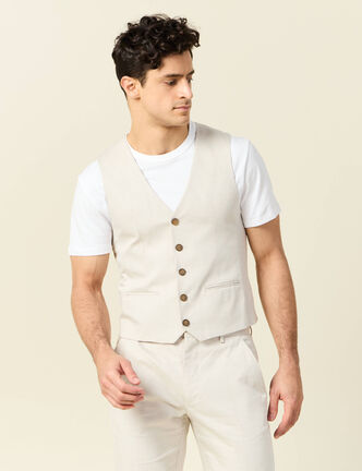 Veston sans manches sable homme